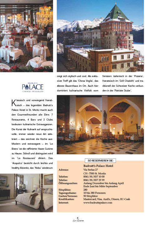 La Cuisine Magazin | Reisespecial | Badrutt's Palace, St. Moritz/Schweiz