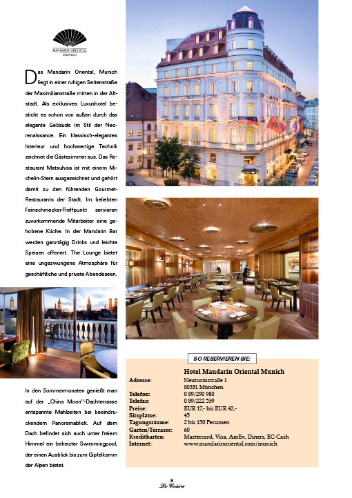 La Cuisine Magazin | Reisespecial | Hotel Mandarin Oriental, München/Deutschland